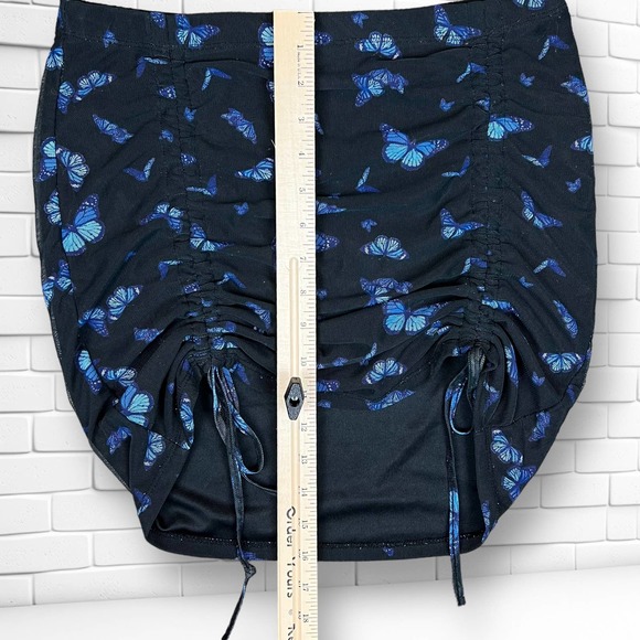 Y2K J For Justify Women's Black & Blue Butterfly Print Skirt Size Large Stretchy - Picture 5 of 8